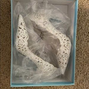 White ivory satin pumps heels sandals